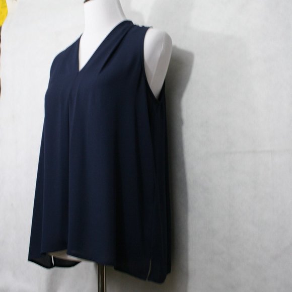 Violet & Claire Tops - Vintage 90's Violet + Claire Navy Blue Poly Semi-Sheer Pleated Blouse SZ M EUC